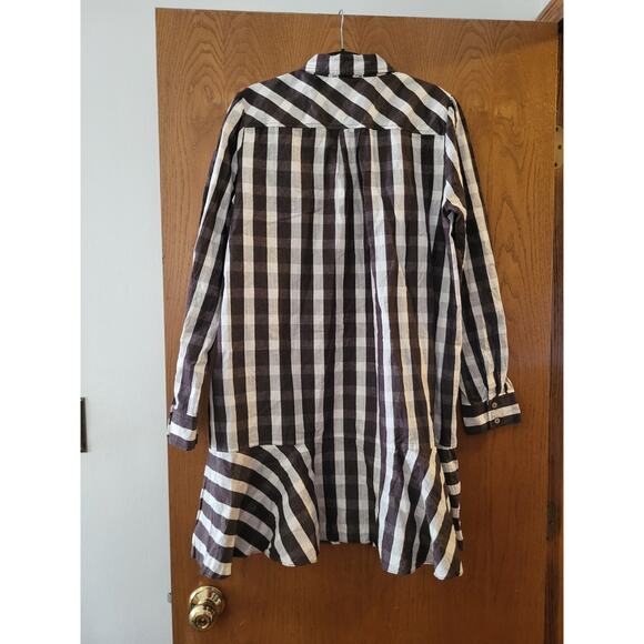 Tuckernuck Check Callahan Espresso Linen Cotton Plaid Dress Fall Farm GUC Large - Picture 3 of 8